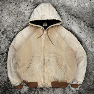Vintage Distressed Insulated Tan Carhartt Workwear J140 Jacket Made in USA